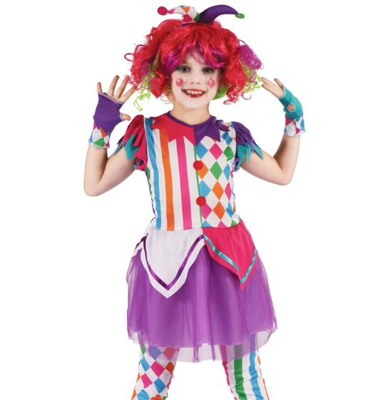 Déguisement arlequine colorée fille