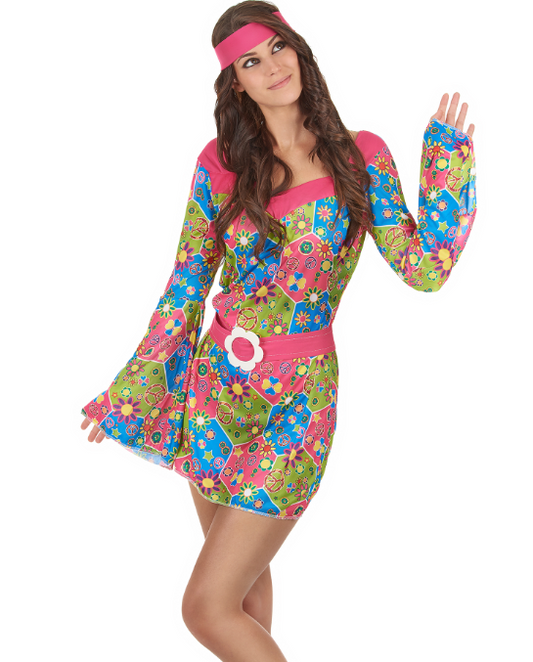 Déguisement hippie femme à fleurs