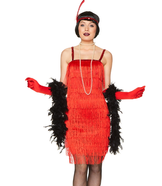 Déguisement charleston rouge à franges femme