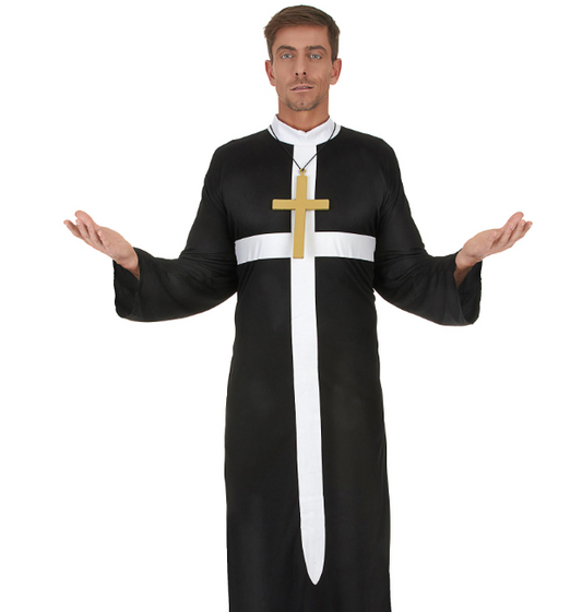 Déguisement prêtre croix blanche homme