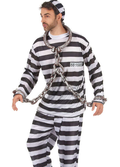 Déguisement de prisonnier noir et blanc homme