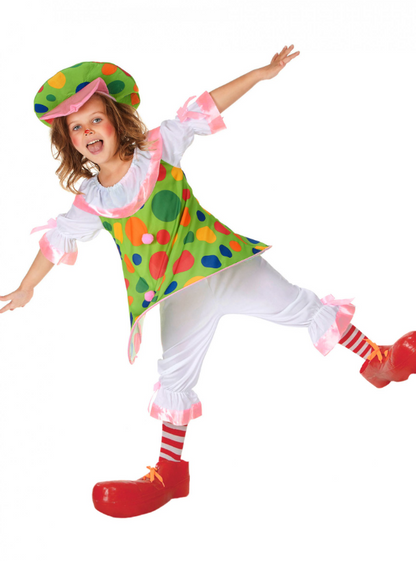 Déguisement clown à pois colorés fille