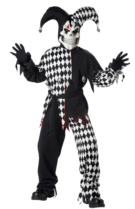 Déguisement joker diabolique noir et blanc enfant