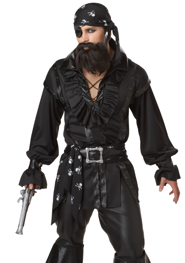 Déguisement pirate chemise noire homme