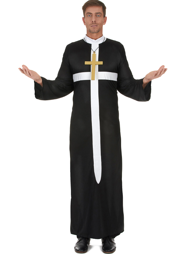 Déguisement prêtre croix blanche homme
