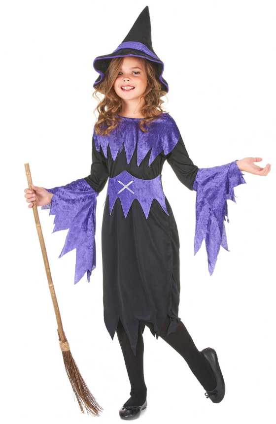 Déguisement violet de sorcière fille Halloween