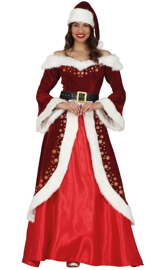 Déguisement Mère Noël chic à dorures femme