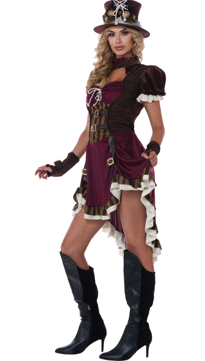 Déguisement steampunk femme bordeaux