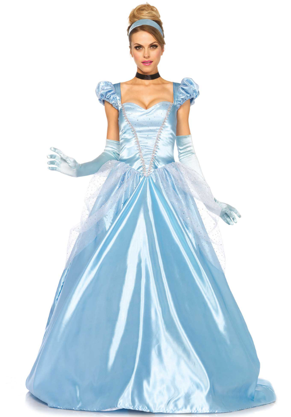 Déguisement princesse robe bleu satiné femme
