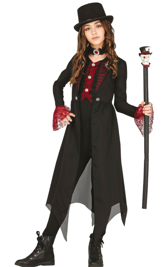 Déguisement gothique chic noir et rouge enfant