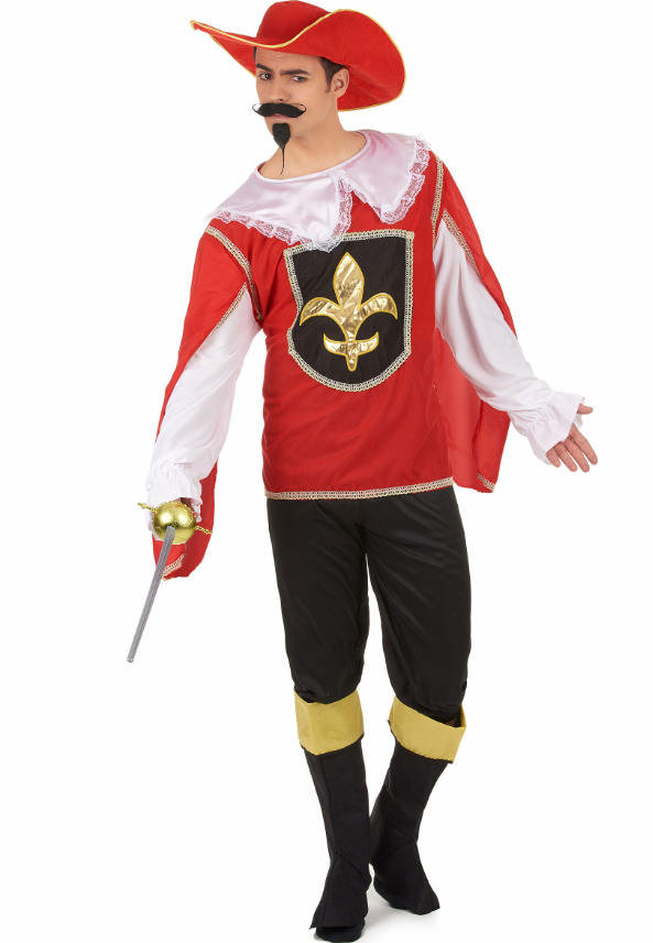 Déguisement mousquetaire rouge et noir homme