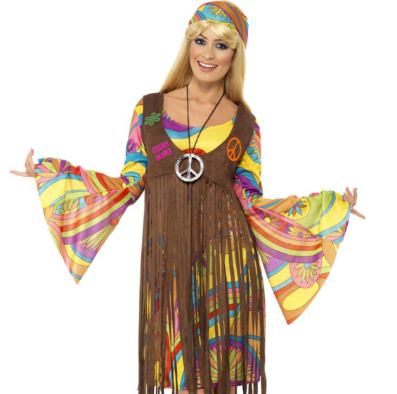 Déguisement hippie fleurs année 70 femme