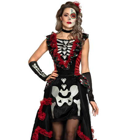 Déguisement dia de los muertos jupon femme