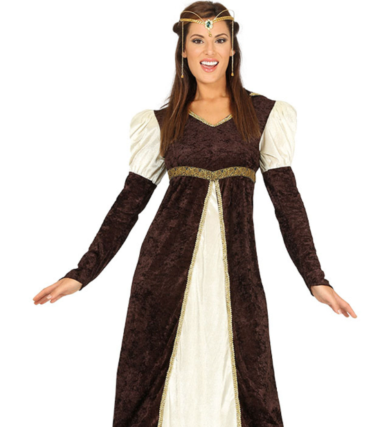 Déguisement princesse médiévale marron femme