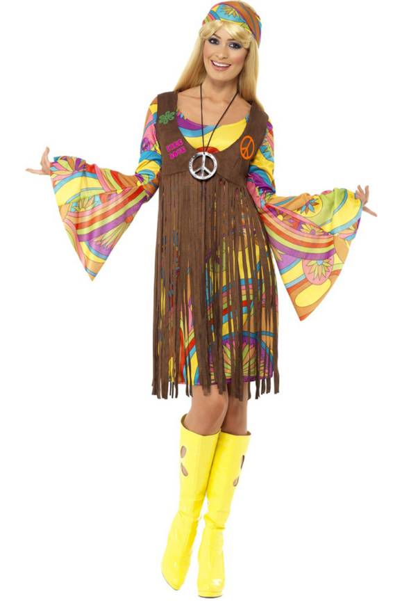 Déguisement hippie fleurs année 70 femme
