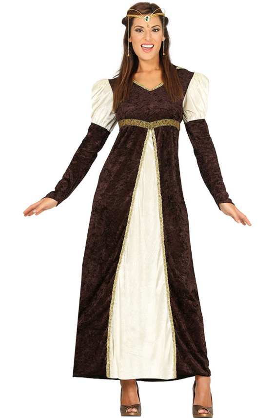 Déguisement princesse médiévale marron femme