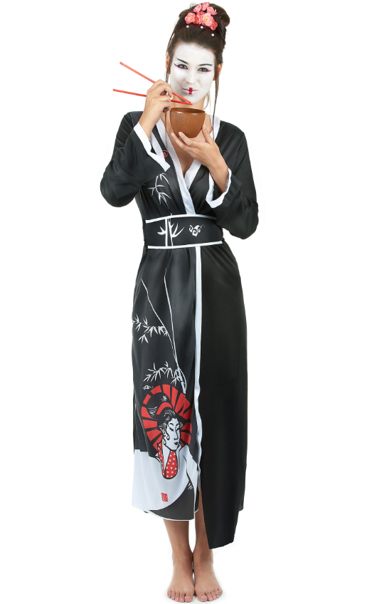 Déguisement geisha femme noir et blanc