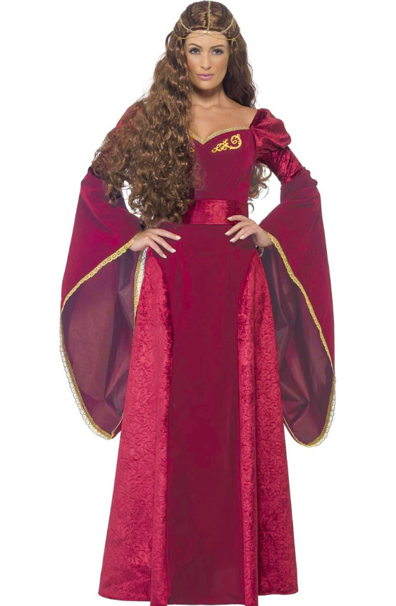 Déguisement reine médiévale rouge femme