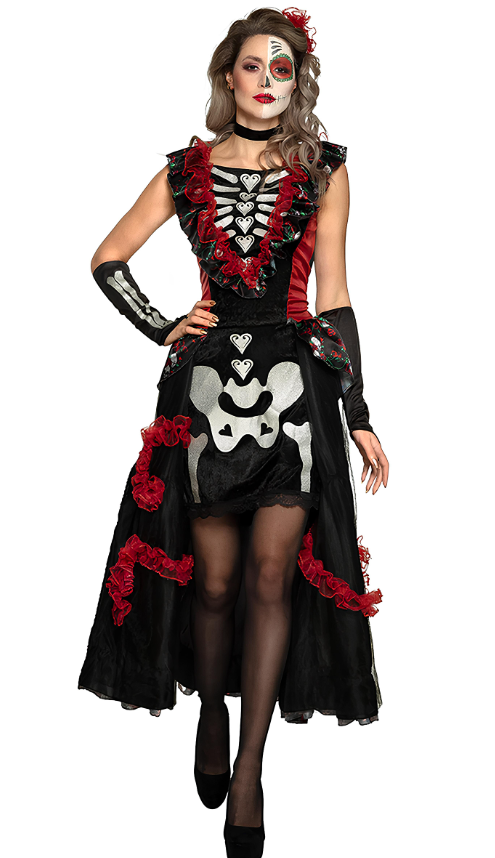 Déguisement dia de los muertos jupon femme