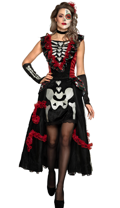Déguisement dia de los muertos jupon femme